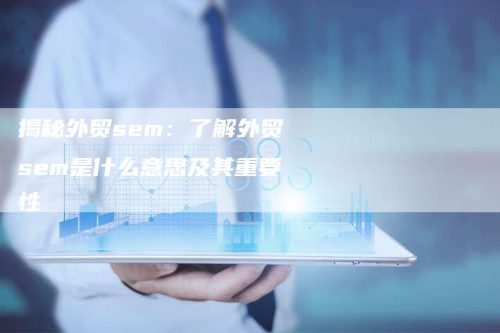 揭秘外贸sem：了解外贸sem是什么意思及其重要性